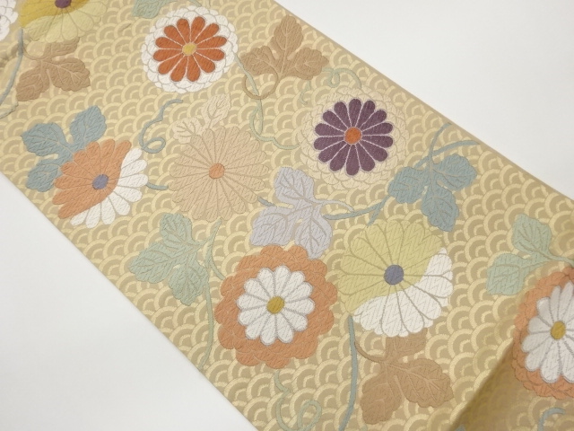 JAPANESE FUKURO OBI / KARA-ORI / WOVEN SEIGAIHA